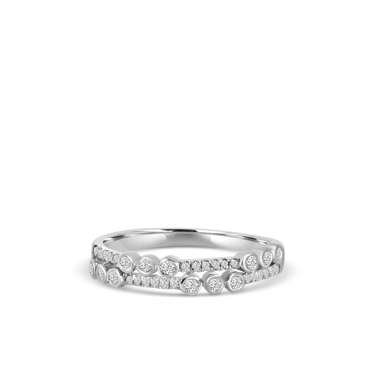 14KW Bezel Set 0.24 Ctw Diamond Two Row Fashion Ring