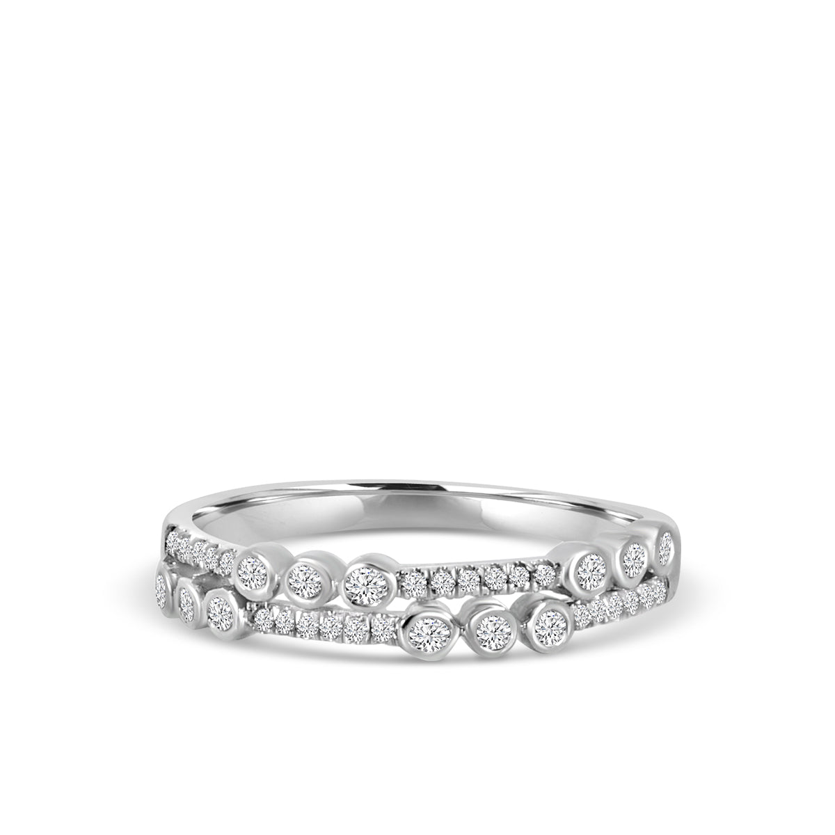Bezel Set 0.24 Ctw Diamond Two Row Fashion Ring
