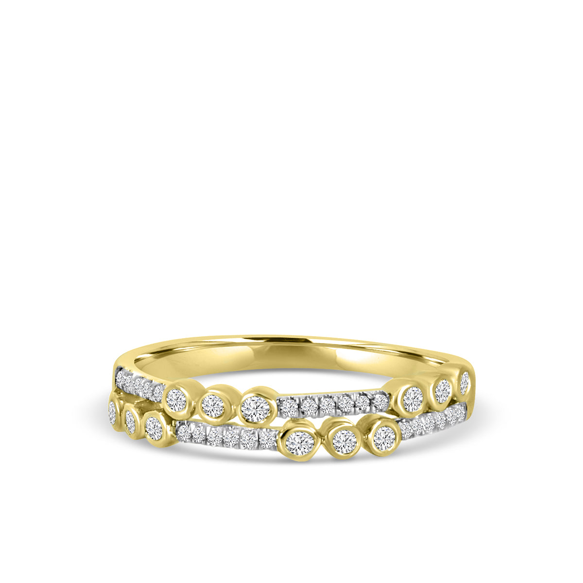 Bezel Set 0.24 Ctw Diamond Two Row Fashion Ring