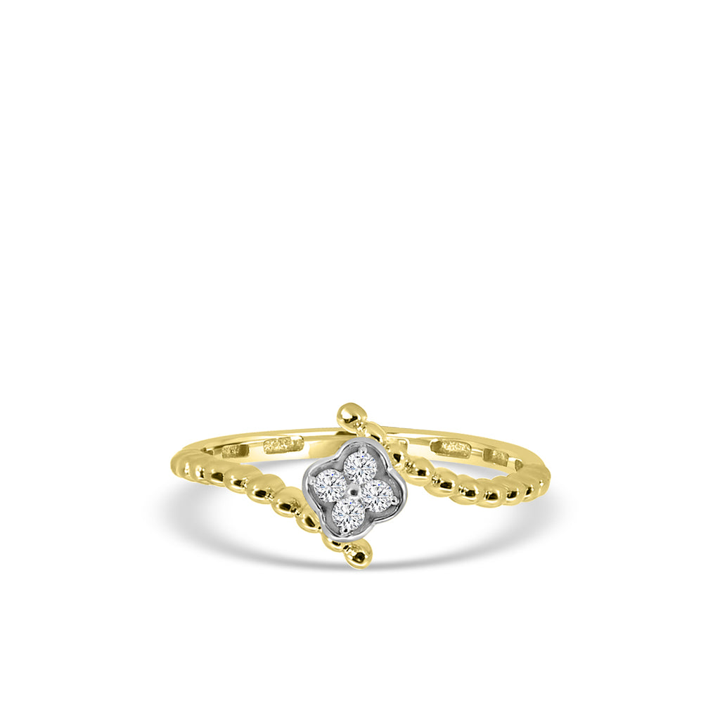 14TT 0.07 Ctw Clove Ring with Beaded Shank