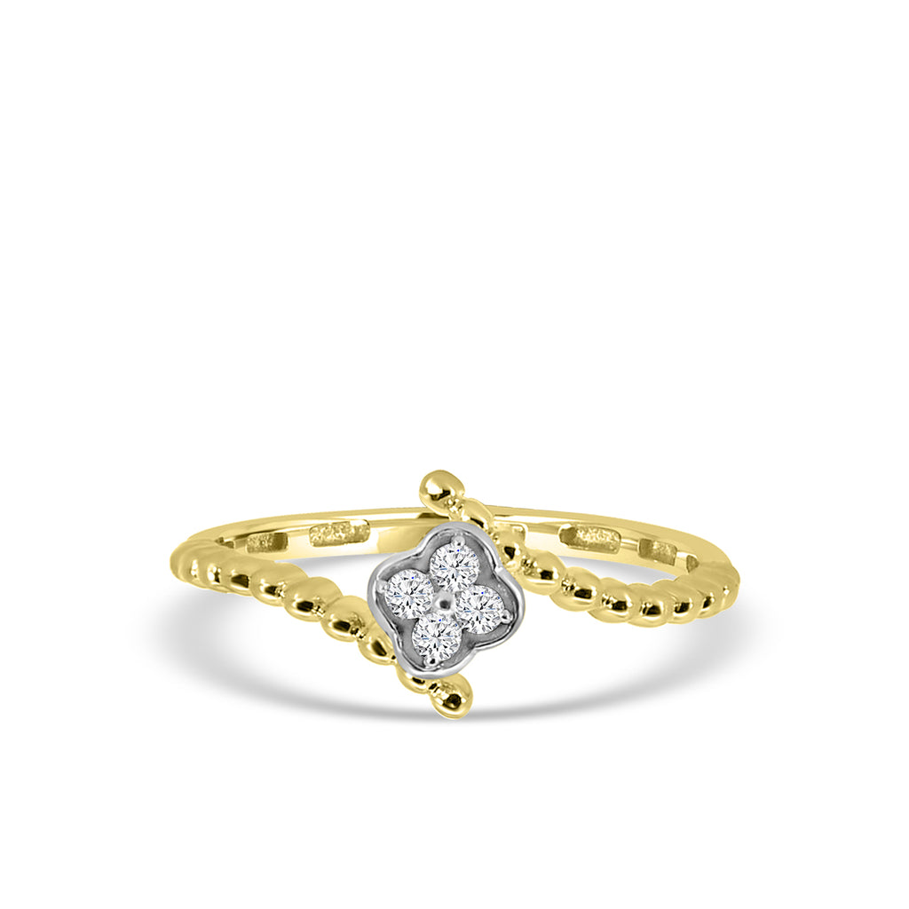 14TT 0.07 Ctw Clove Ring with Beaded Shank