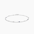 14KW 0.13 CTW Bezel Set Diamond and Sapphire Station Bracelet