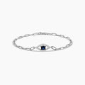 0.25 Ctw Diam PaperClip Evileye Bracelet Sapphire Center