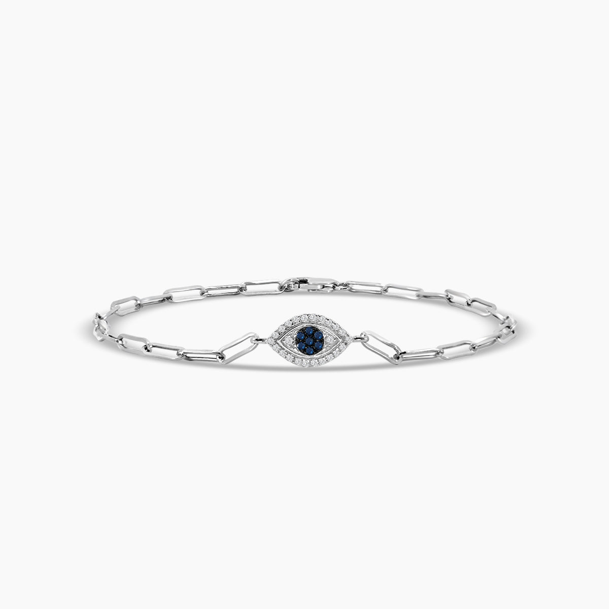 0.15 Ctw Diam Paperclip Evileye Bracelet.