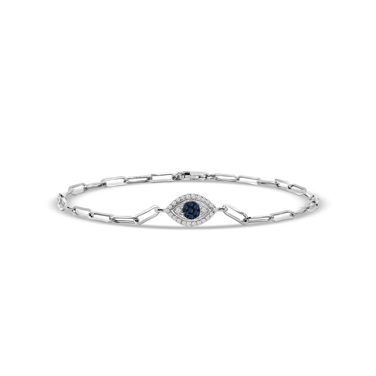 0.15 Ctw Diam Paperclip Evileye Bracelet.