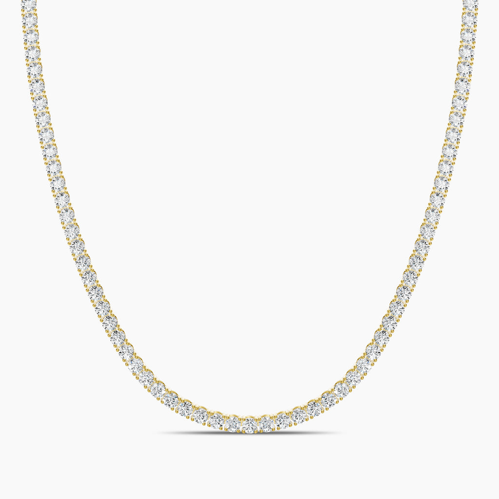18KY Classic Standard 4 Prong 21.40 Ctw Straight Diamond Tennis Necklace