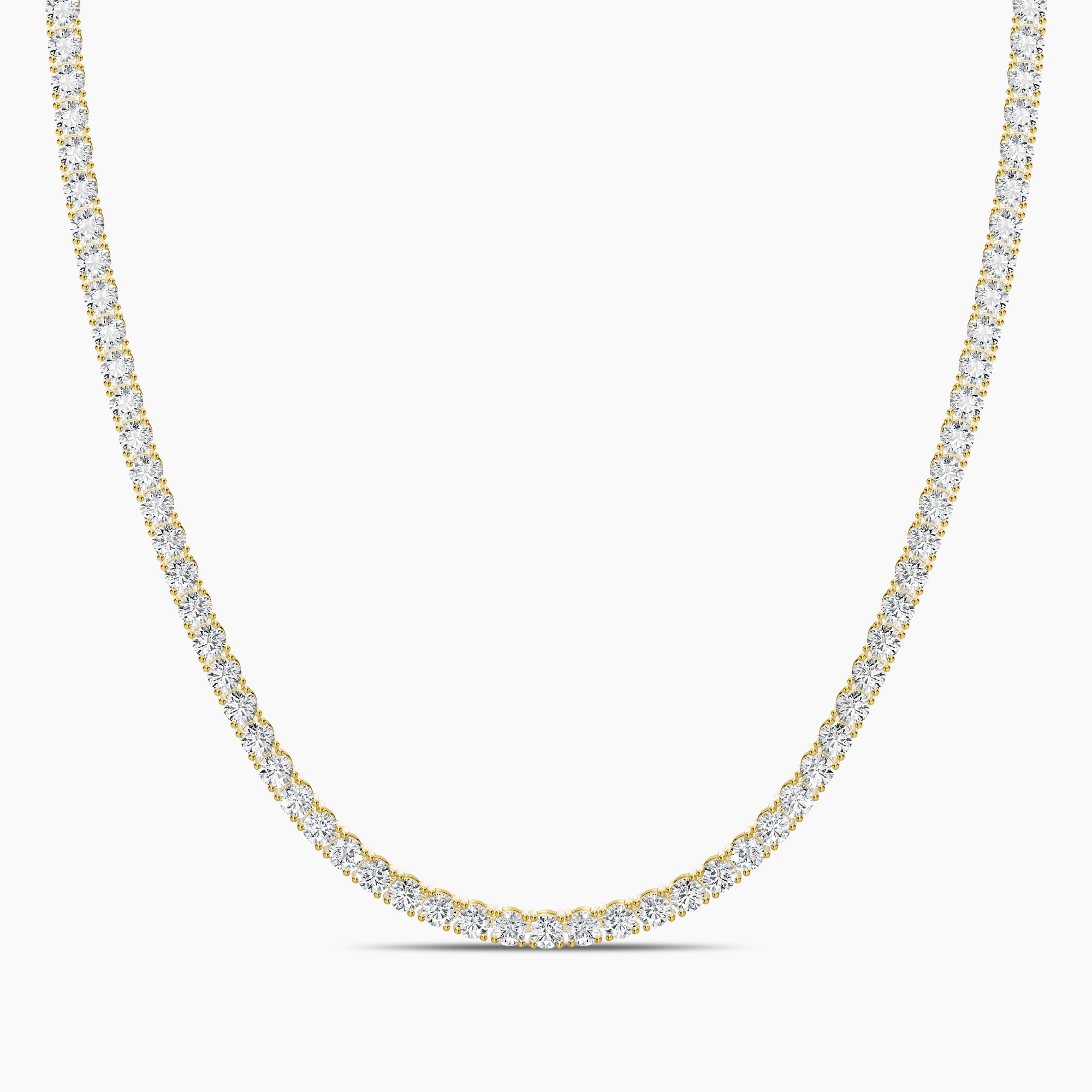 18KY Classic Standard 4 Prong 21.40 Ctw Straight Diamond Tennis Necklace