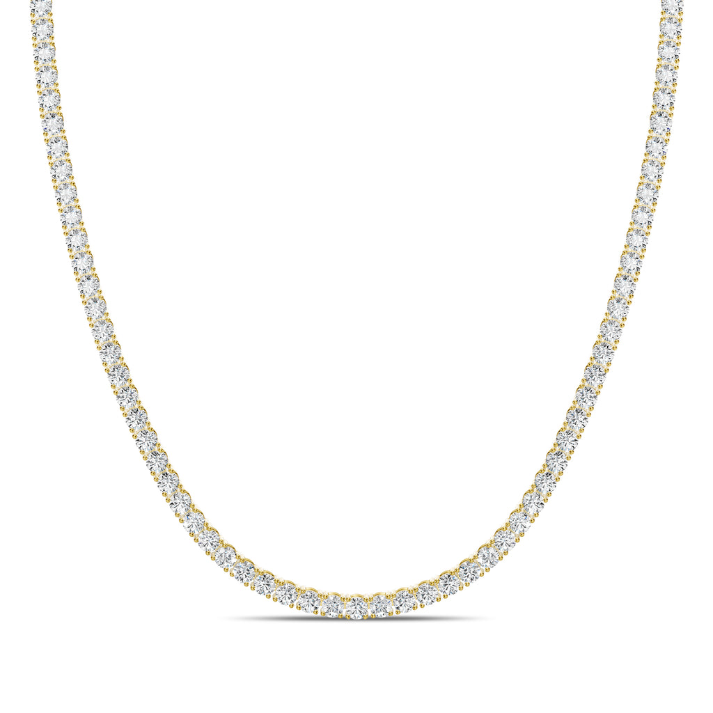 18KY Classic Standard 4 Prong 21.40 Ctw Straight Diamond Tennis Necklace