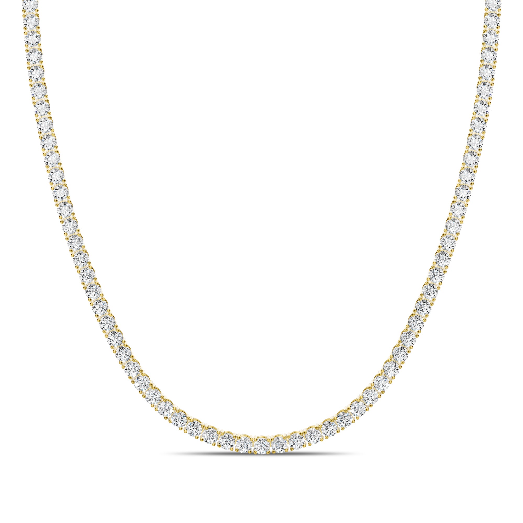 18KY Classic Standard 4 Prong 21.40 Ctw Straight Diamond Tennis Necklace
