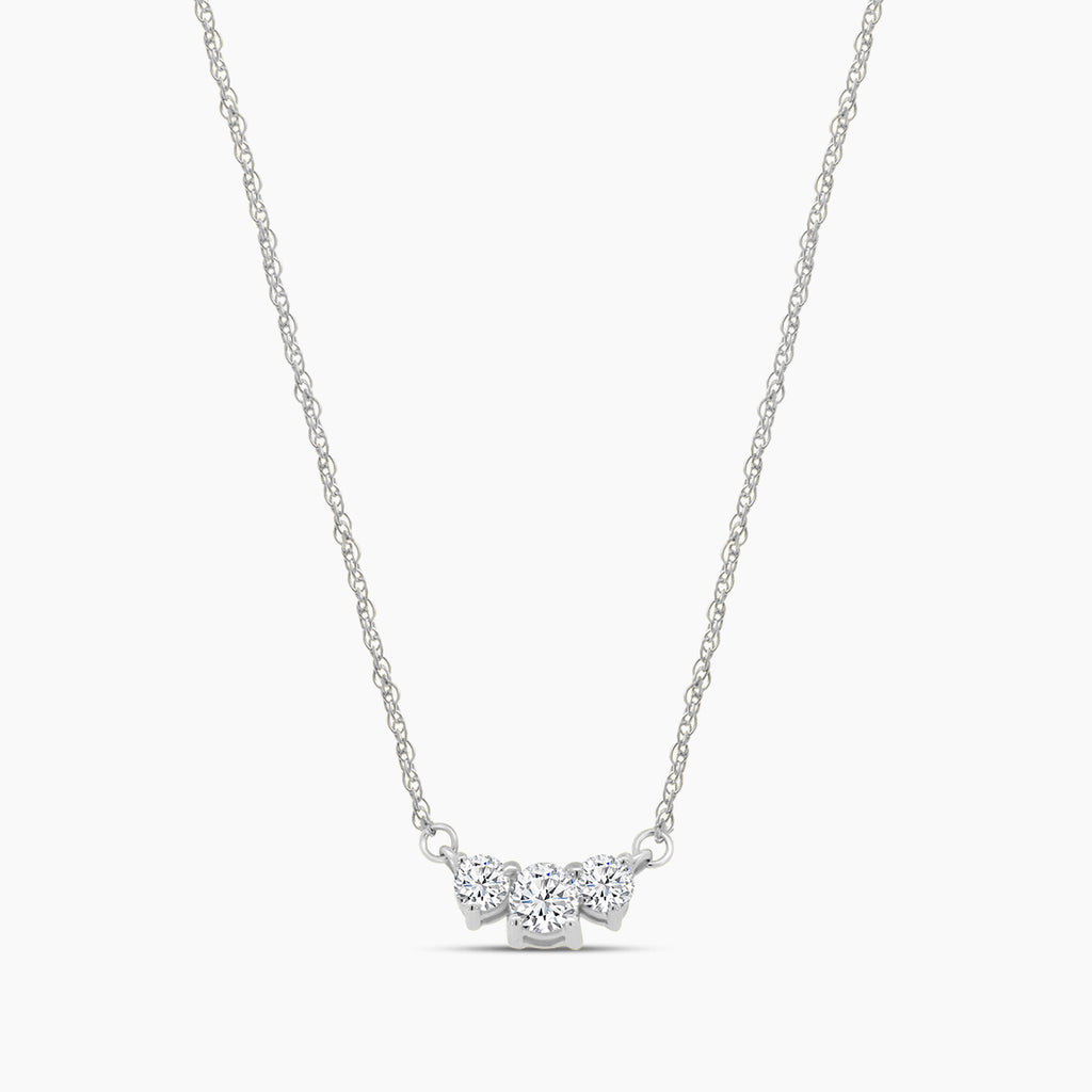 10KW 0.20 Ctw Three Stone Diamond Pendant with Chain