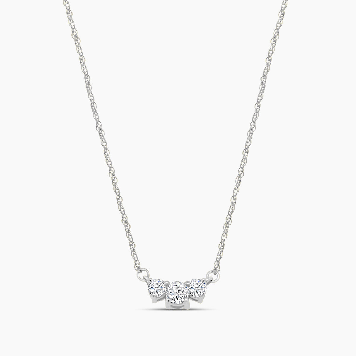 10KW 0.20 Ctw Three Stone Diamond Pendant with Chain