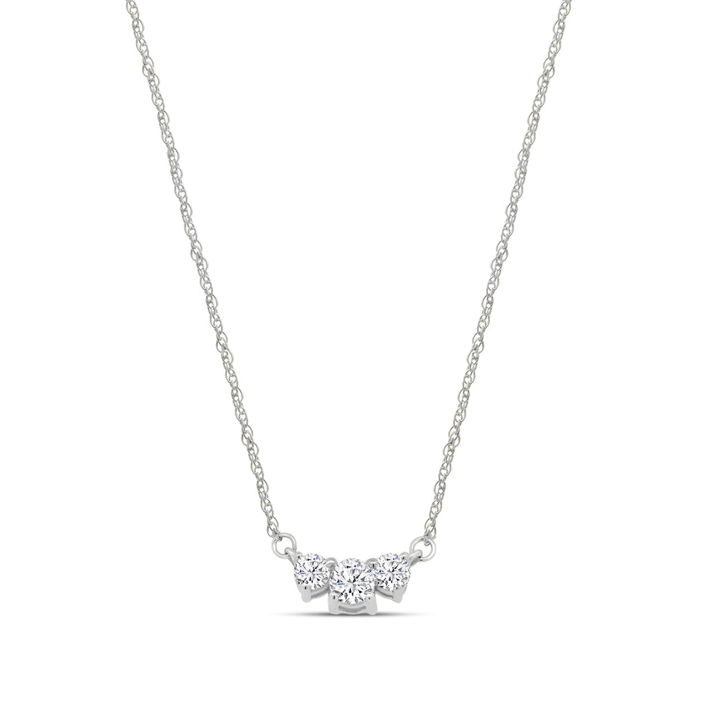 10KW 0.20 Ctw Three Stone Diamond Pendant with Chain