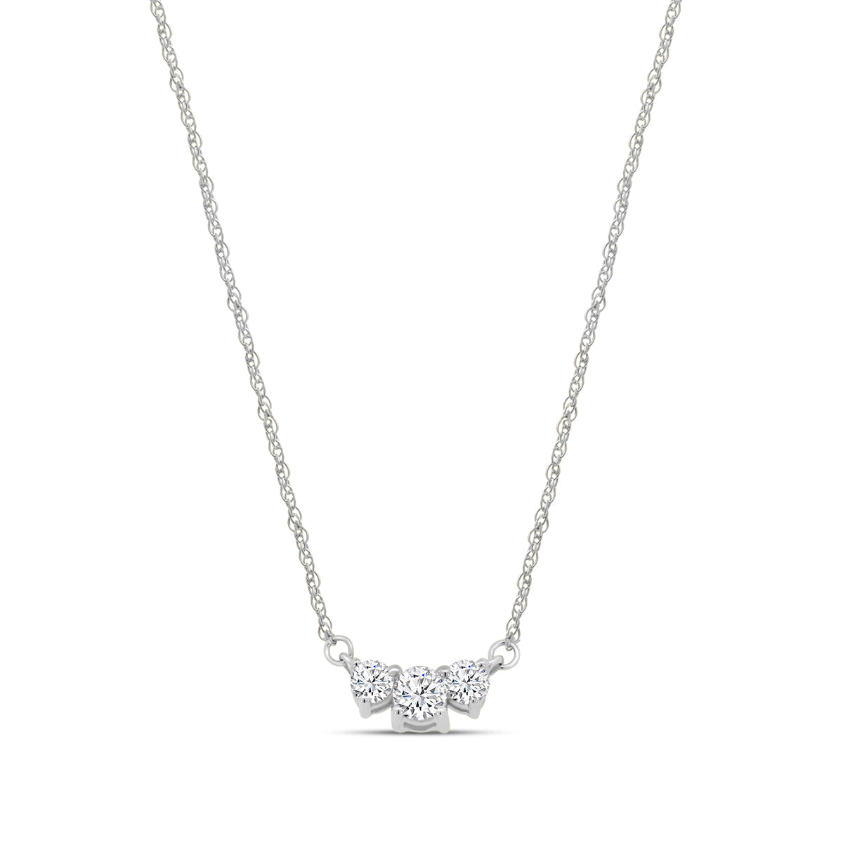 10KW 0.20 Ctw Three Stone Diamond Pendant with Chain