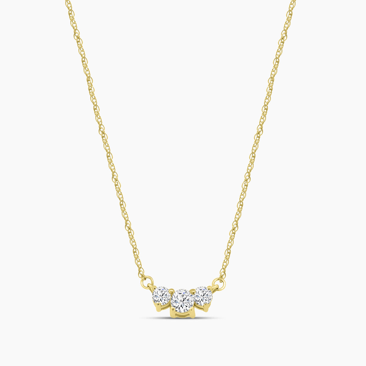 10KW 0.20 Ctw Three Stone Diamond Pendant with Chain