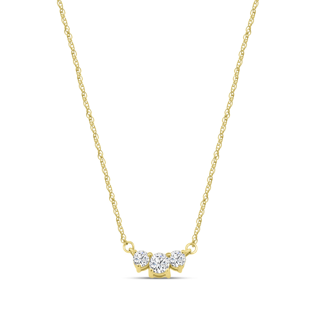 10KW 0.20 Ctw Three Stone Diamond Pendant with Chain