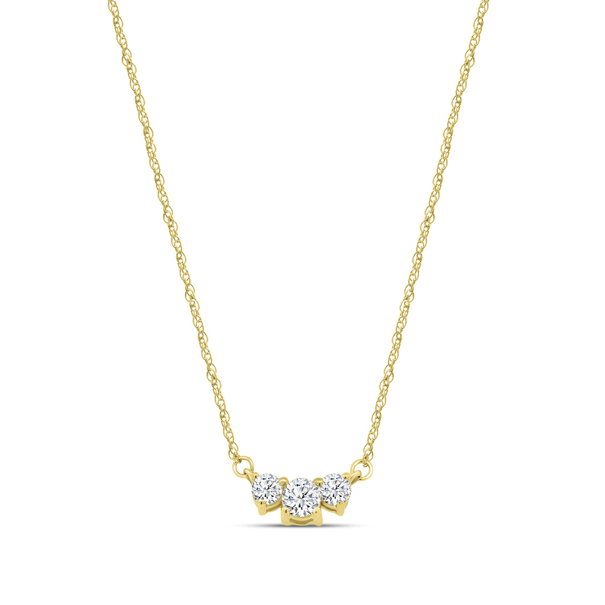 10KW 0.20 Ctw Three Stone Diamond Pendant with Chain