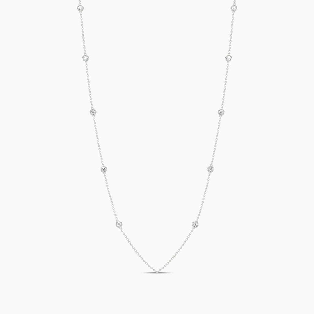 Classic 0.50 Ctw Diamond Station Necklace with 10 Stones