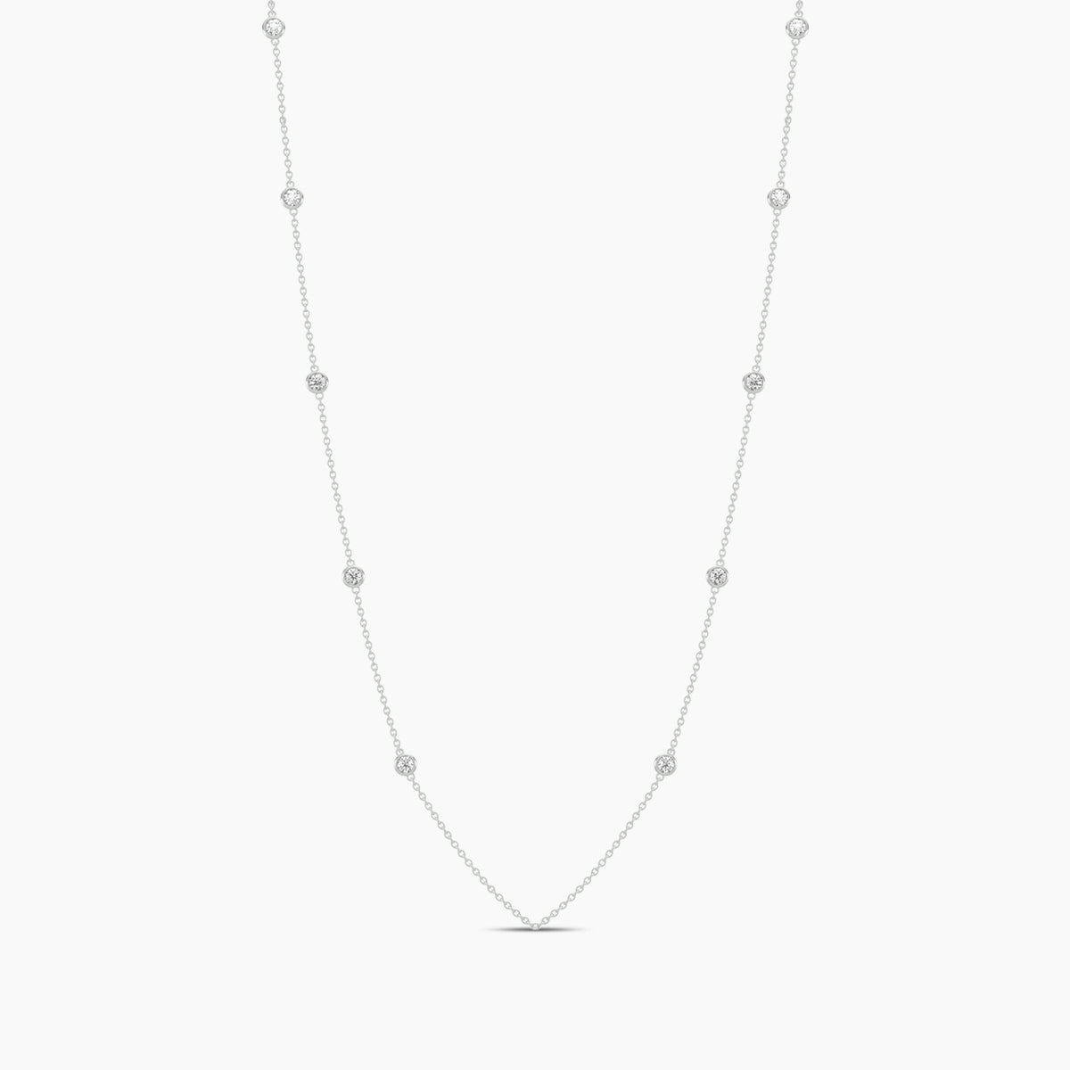 Classic 0.50 Ctw Diamond Station Necklace with 10 Stones