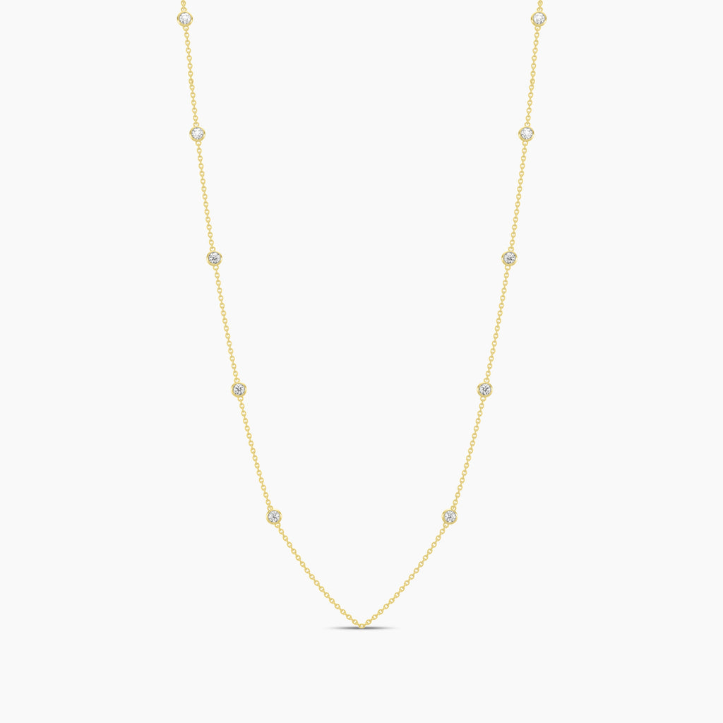 Classic 0.50 Ctw Diamond Station Necklace with 10 Stones
