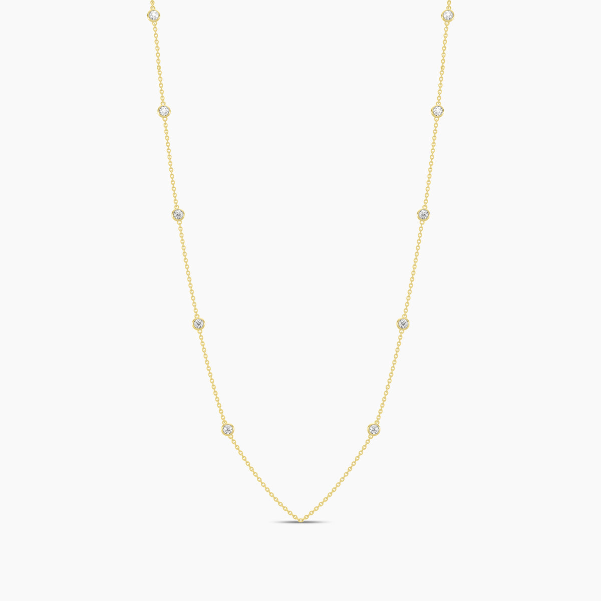 Classic 0.50 Ctw Diamond Station Necklace with 10 Stones