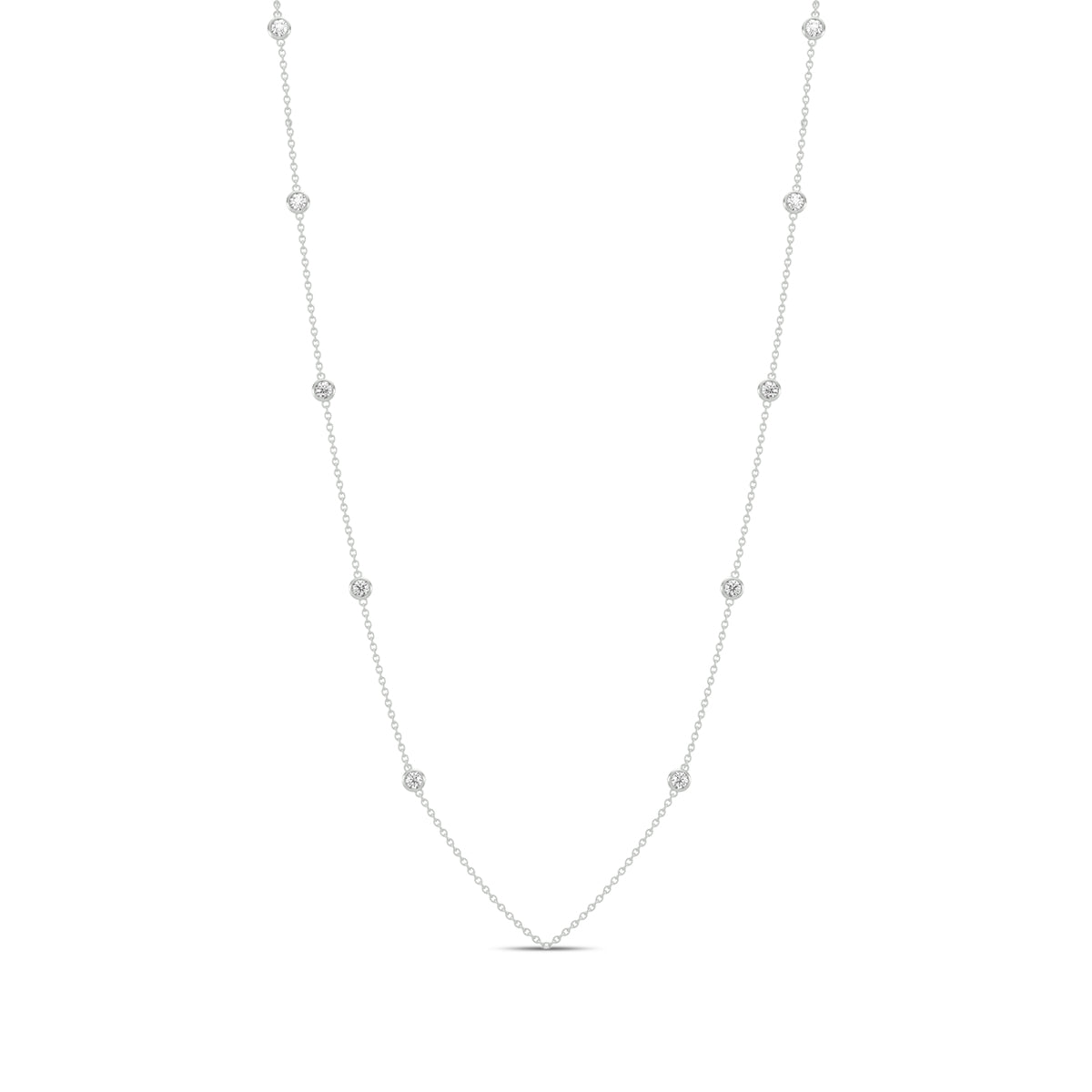 Classic 0.50 Ctw Diamond Station Necklace with 10 Stones