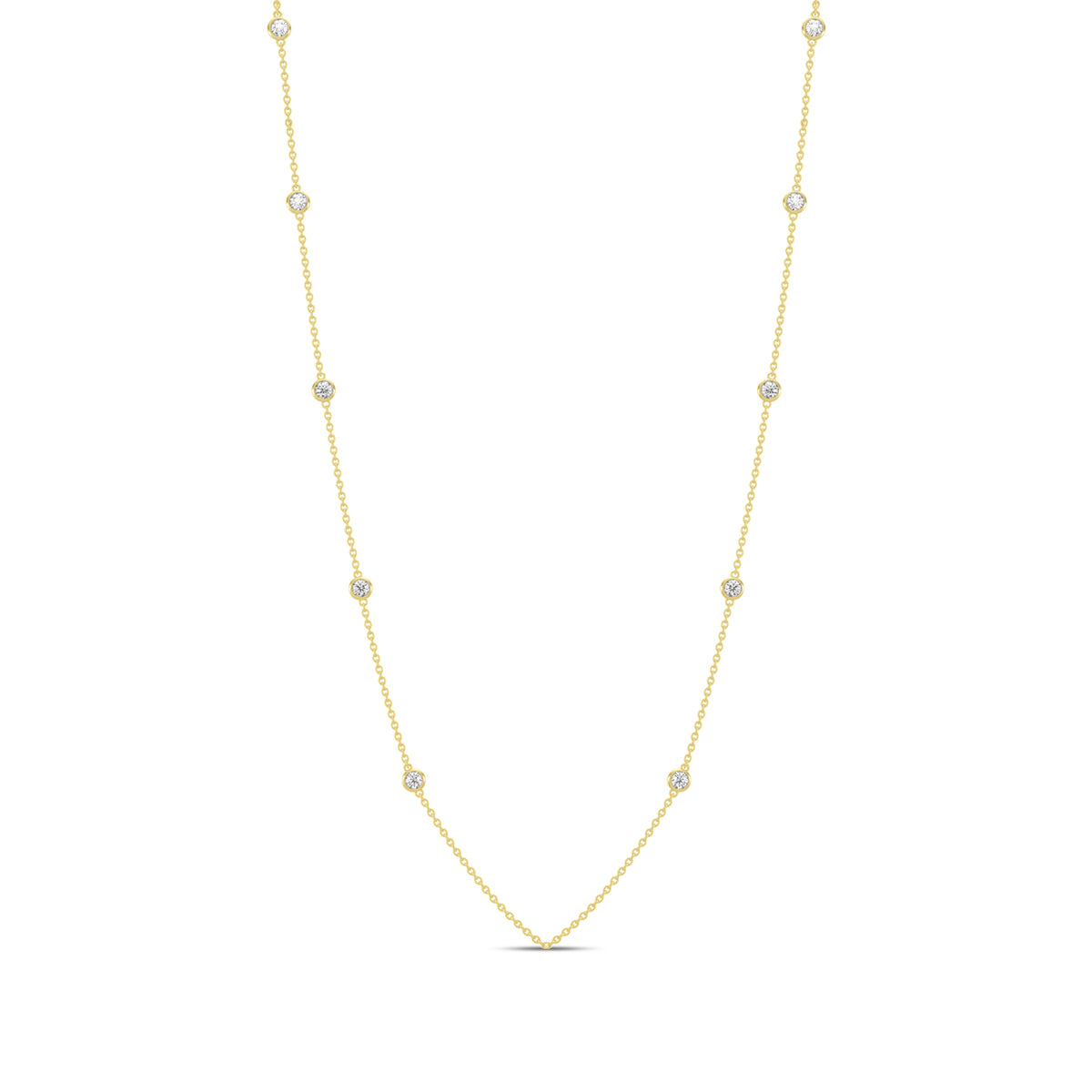 Classic 0.50 Ctw Diamond Station Necklace with 10 Stones