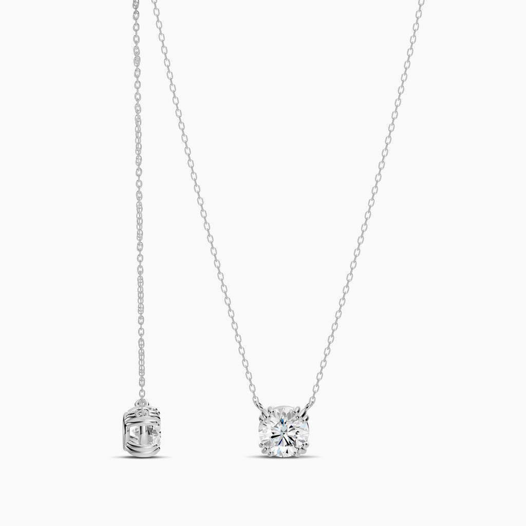 1.00 Ctw Lab Grown Diamond Round Solitaire Double Point Prong Necklace