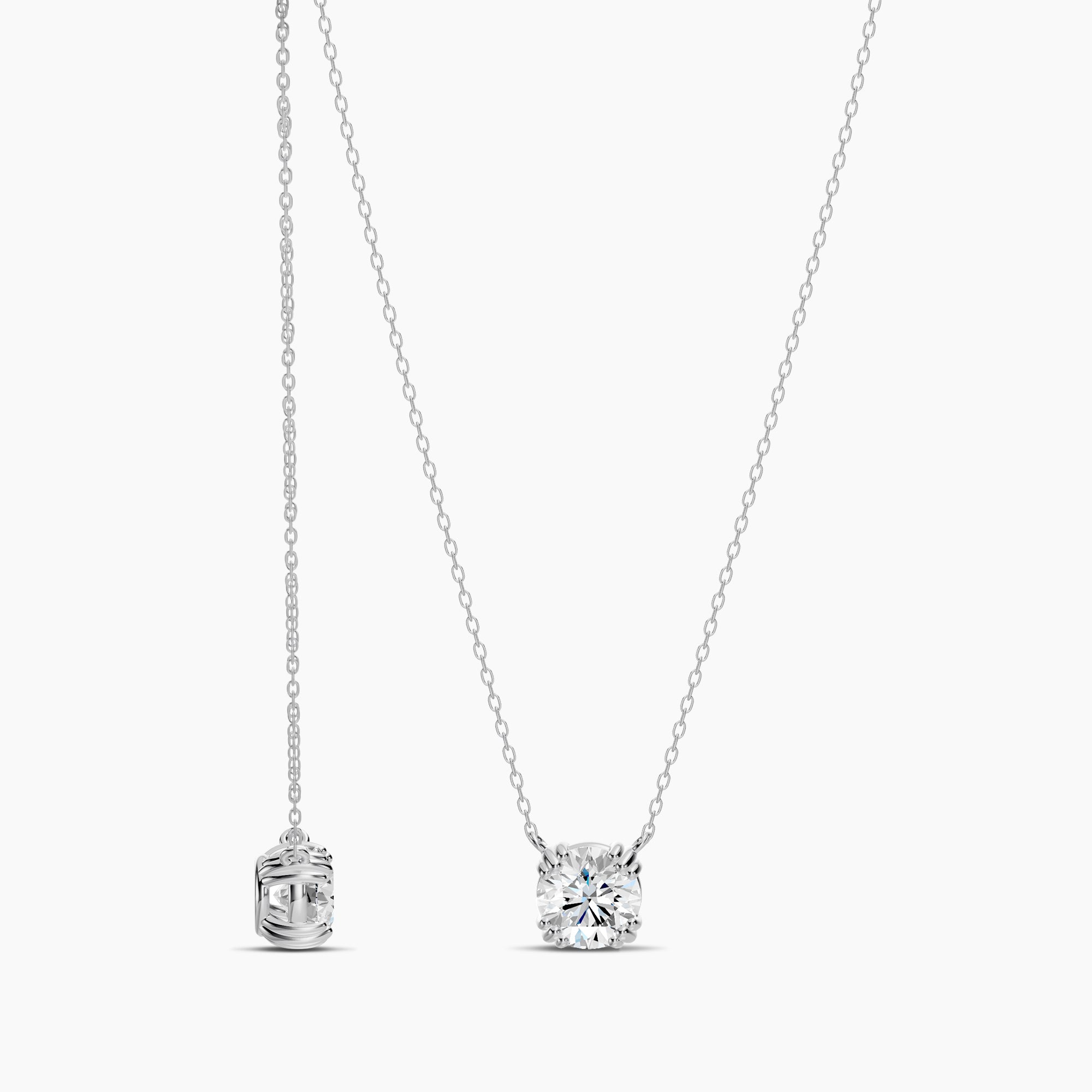 1.00 Ctw Lab Grown Diamond Round Solitaire Double Point Prong Necklace