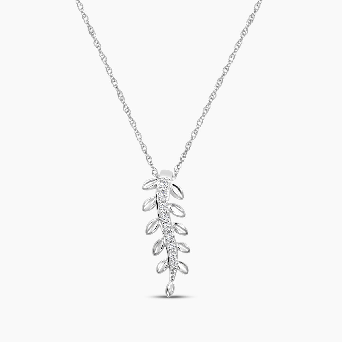 0.05 Ctw Diamond Fancy Leaf Shape Pendant with Chain