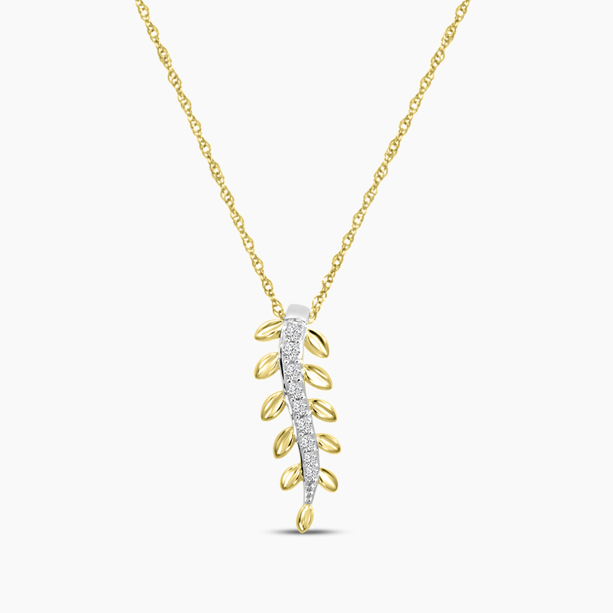 0.05 Ctw Diamond Fancy Leaf Shape Pendant with Chain