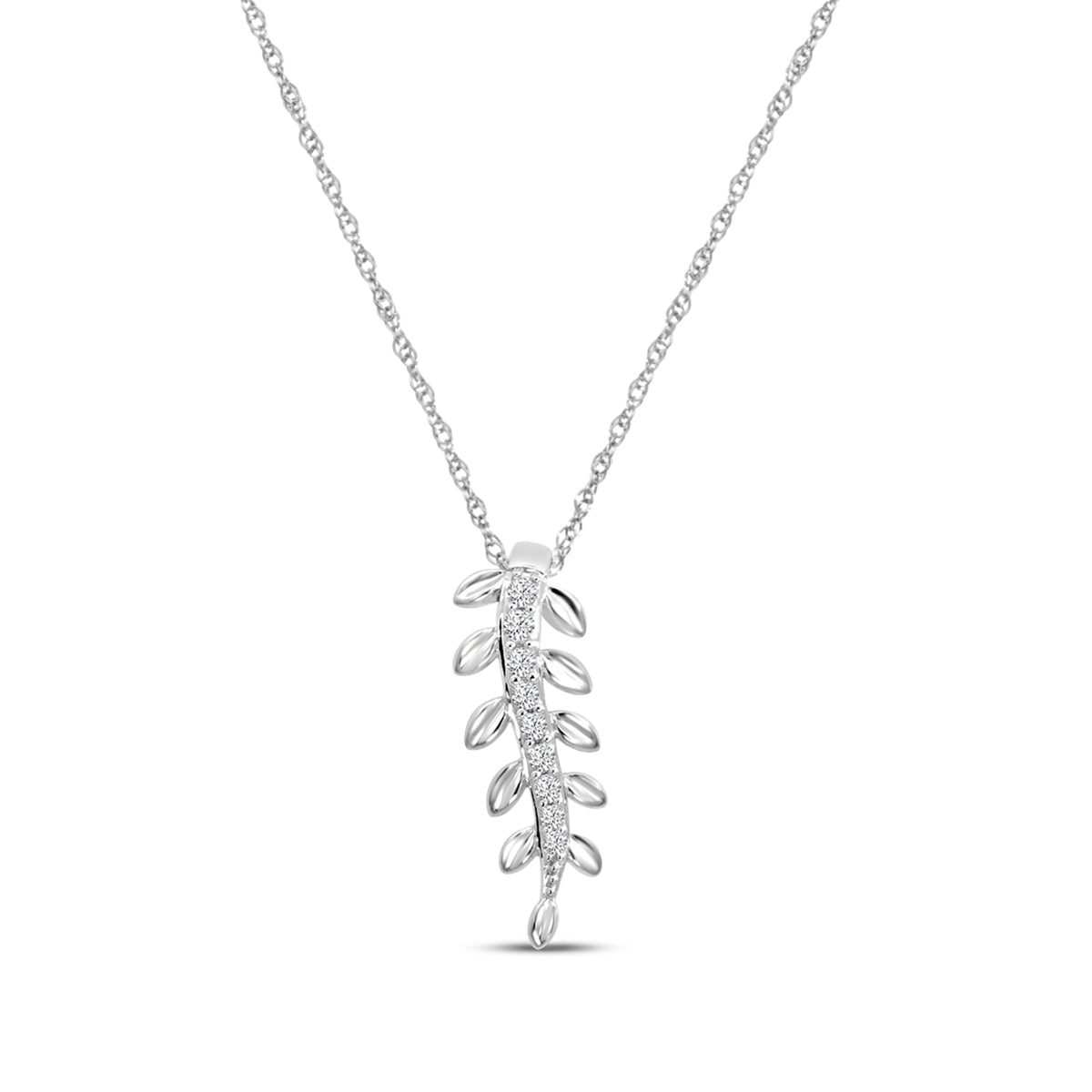 0.05 Ctw Diamond Fancy Leaf Shape Pendant with Chain