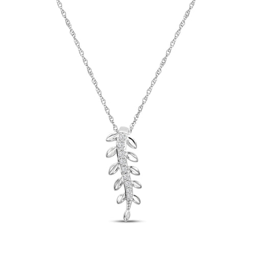 0.05 Ctw Diamond Fancy Leaf Shape Pendant with Chain