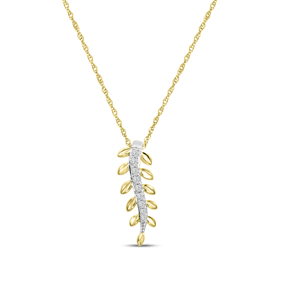 0.05 Ctw Diamond Fancy Leaf Shape Pendant with Chain