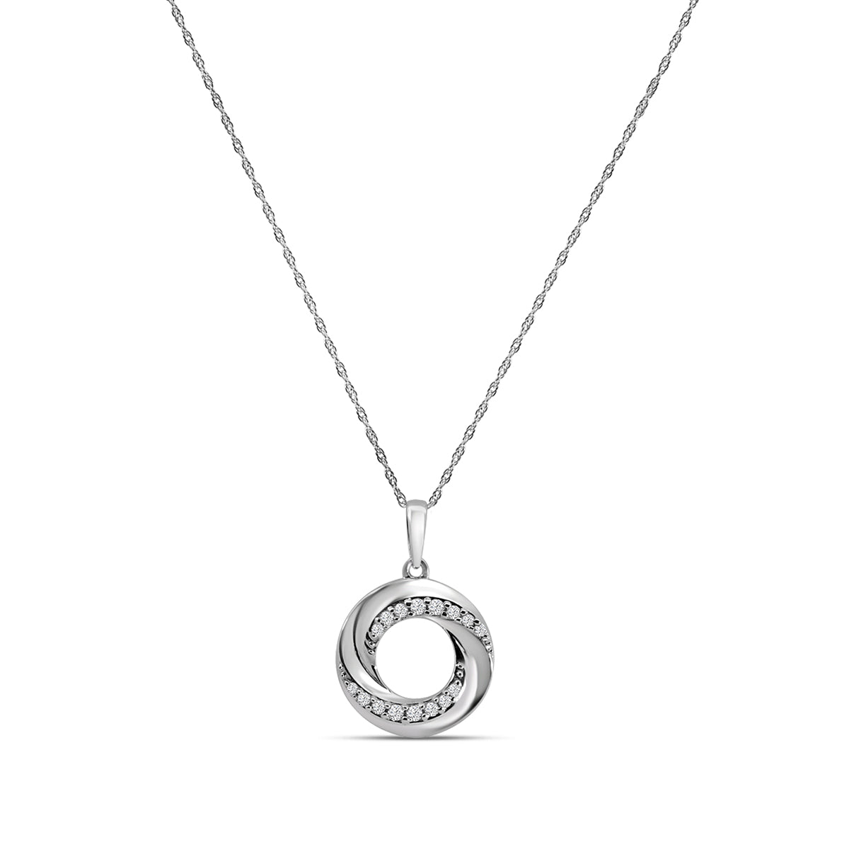 0.15 Ctw Diamond Circle Pendant with Chain