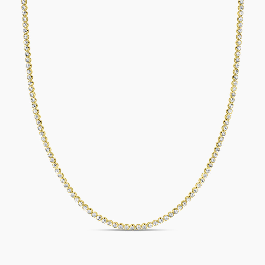 Classic Standard 4 Prong 6.00 Ctw Straight Diamond Tennis Necklace in Crown Setting