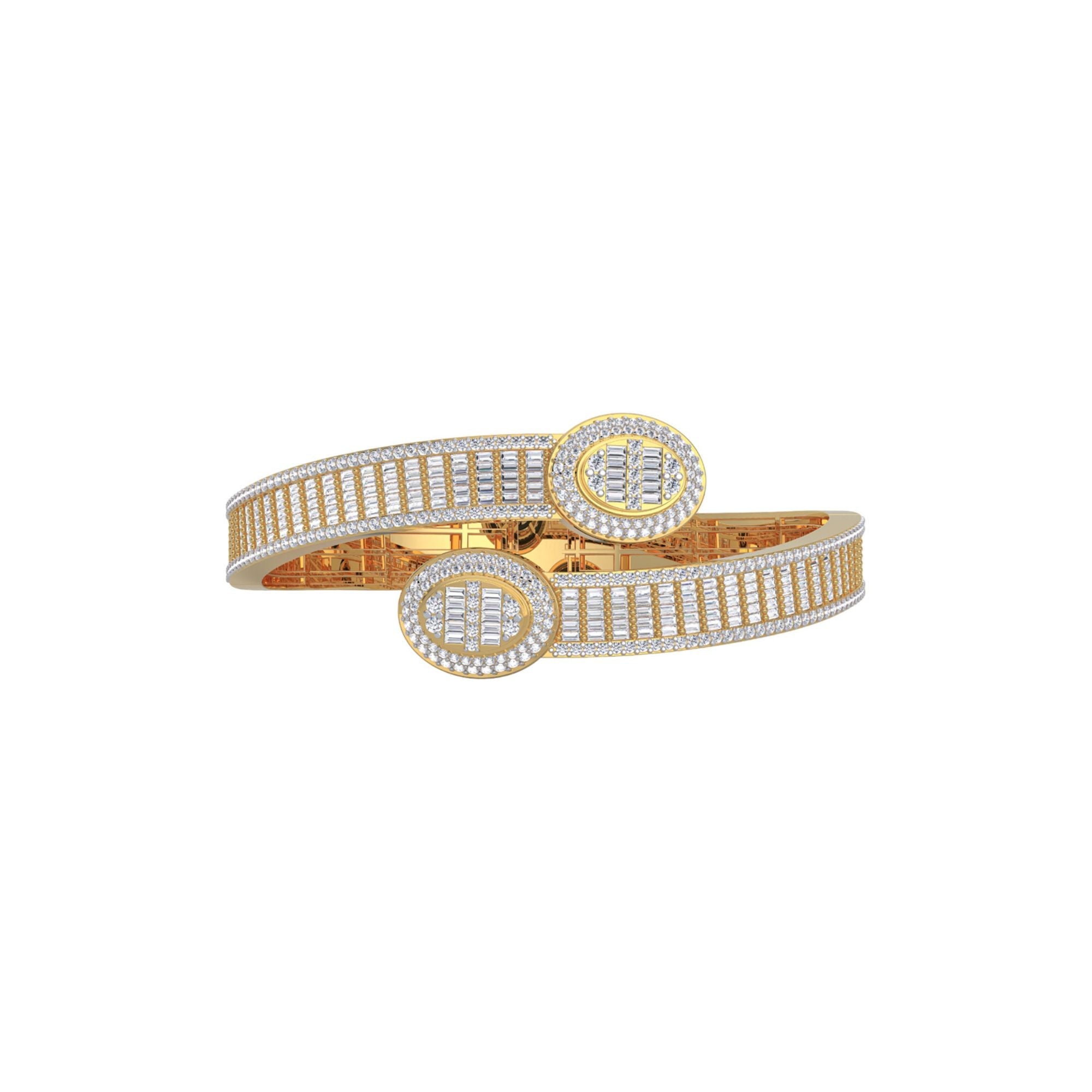 10K Yellow Gold Bangle Bracelet 5-3/4 Cttw