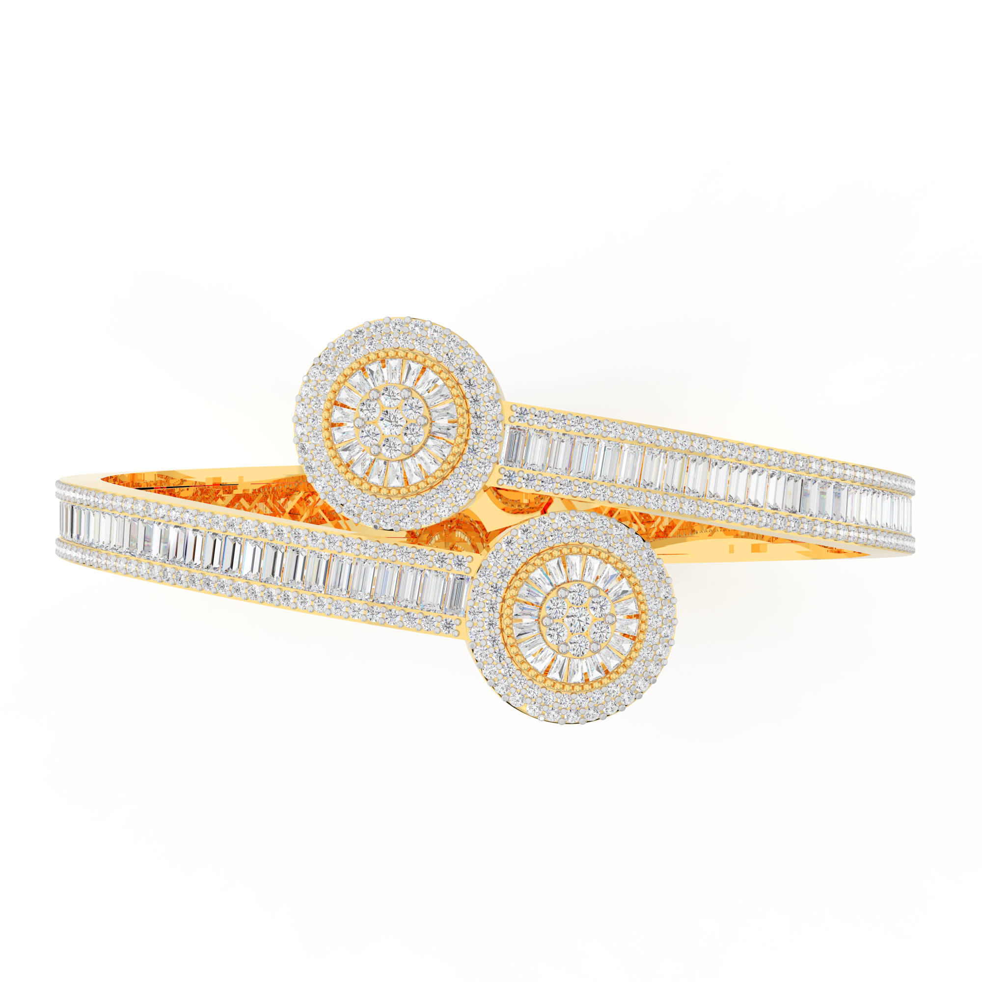 10K Yellow Gold Designer Baguette Bracelet 7 Cttw