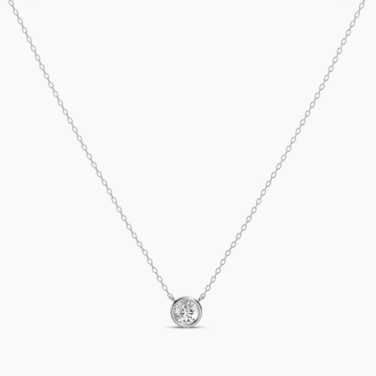 14KW Classic 0.20 Ctw Diamond Station Necklace with 1 Stones