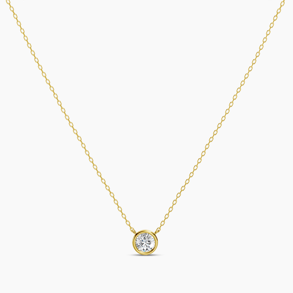 14KY Classic 0.33 Ctw Diamond Station Necklace with 1 Stones