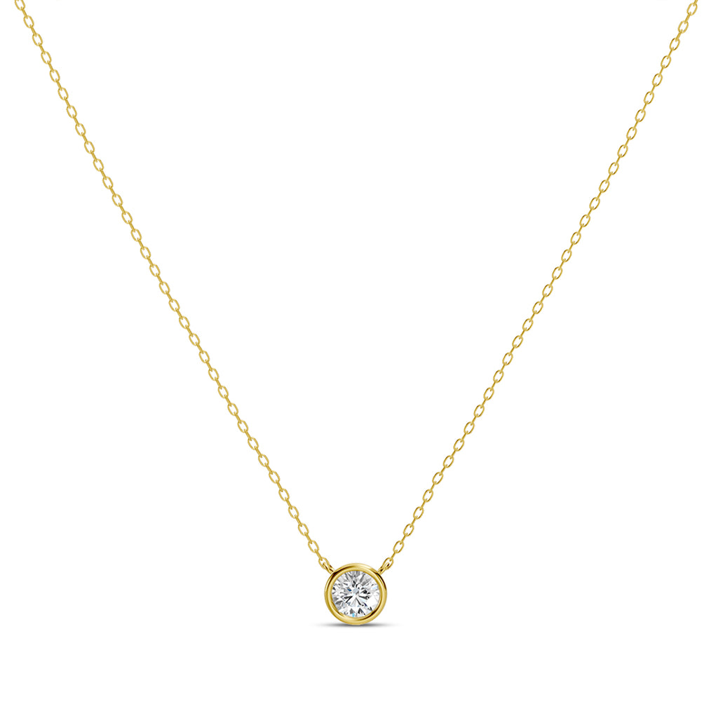 14KY Classic 0.33 Ctw Diamond Station Necklace with 1 Stones