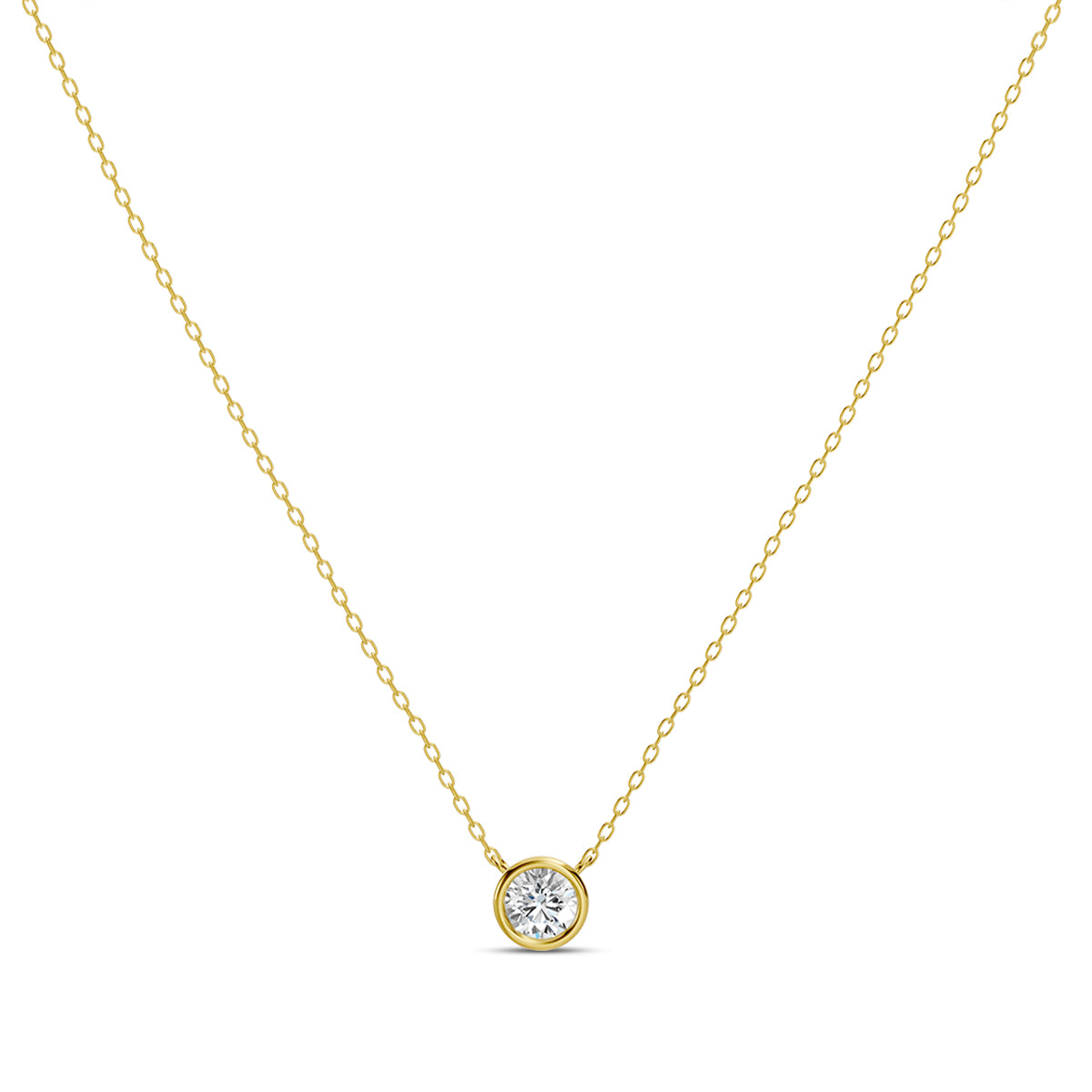 14KY Classic 0.33 Ctw Diamond Station Necklace with 1 Stones