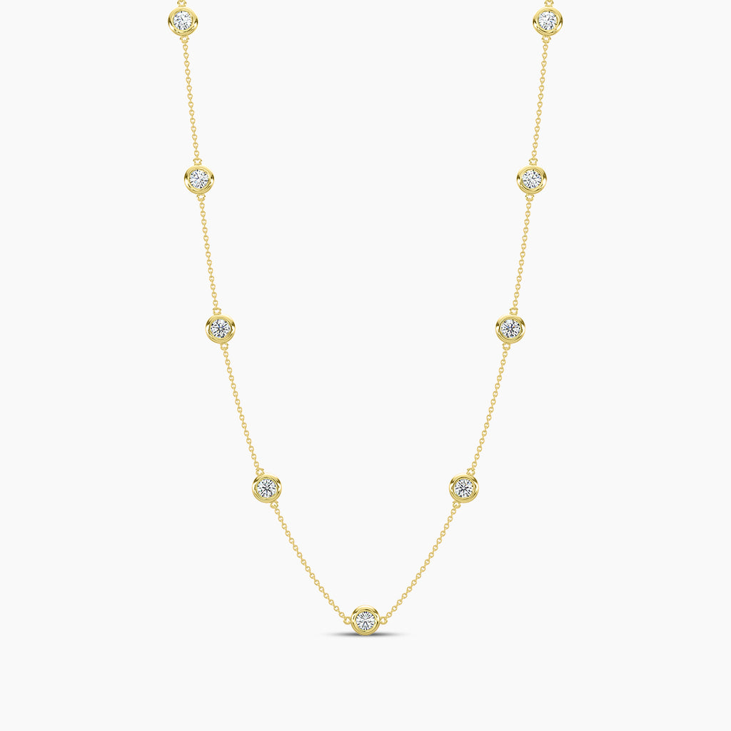 Classic 1.00 Ctw Diamond Station Necklace with 9 Stones