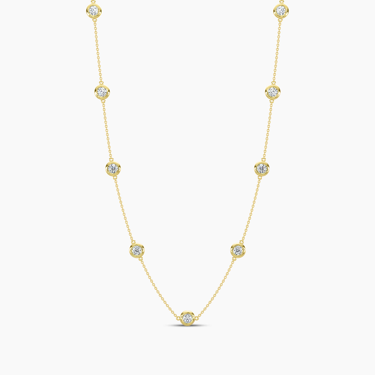 Classic 1.00 Ctw Diamond Station Necklace with 9 Stones
