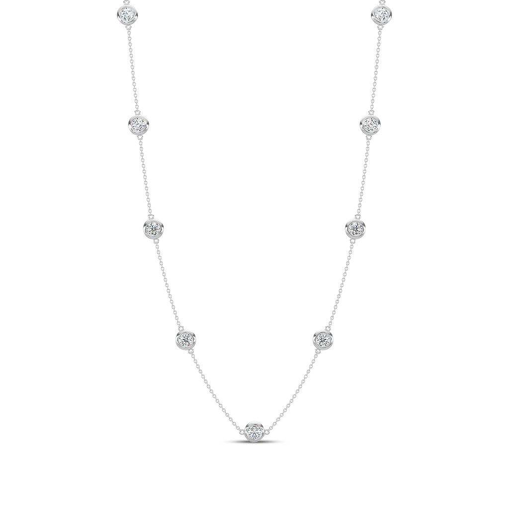Classic 1.00 Ctw Diamond Station Necklace with 9 Stones