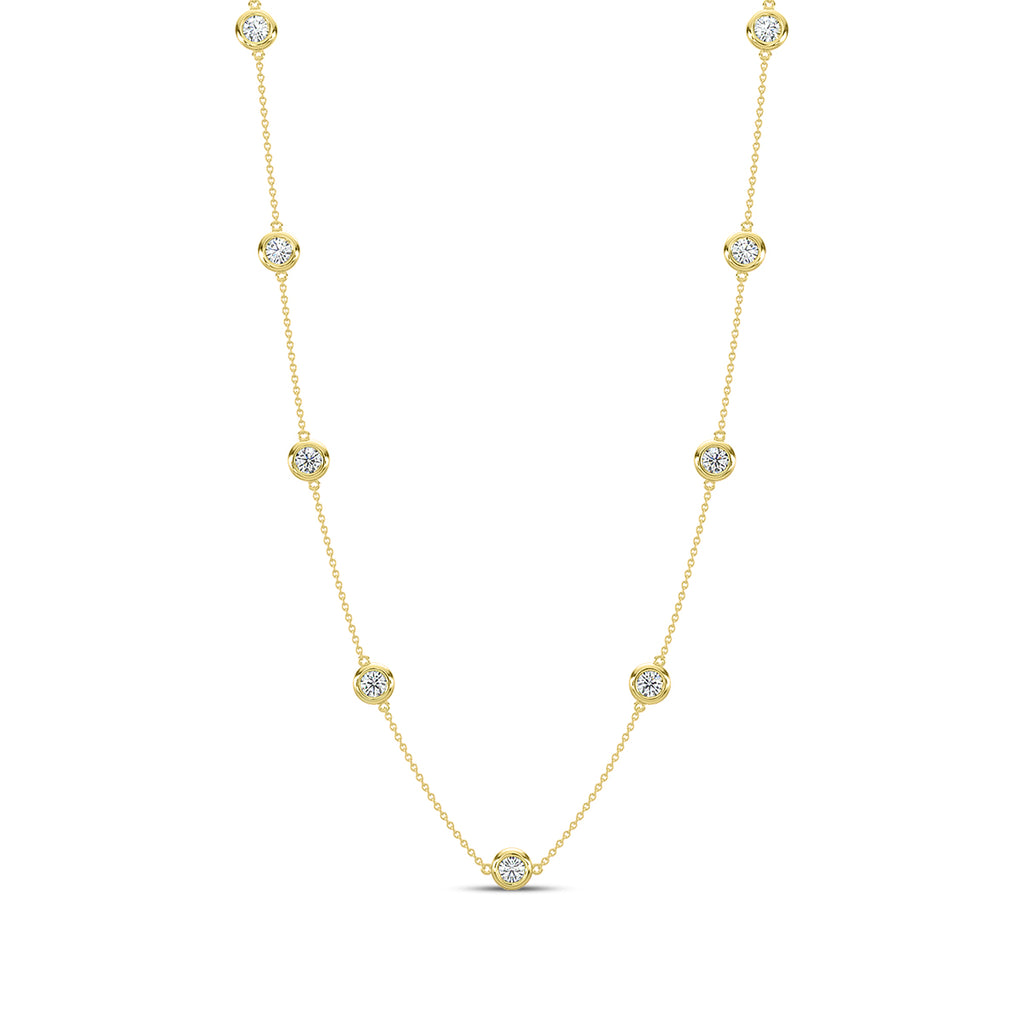Classic 1.00 Ctw Diamond Station Necklace with 9 Stones