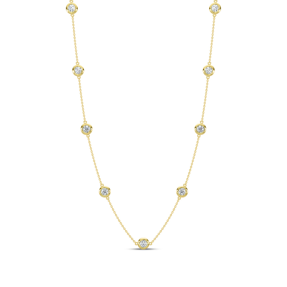 Classic 1.05 Ctw Diamond Station Necklace with 9 Stones