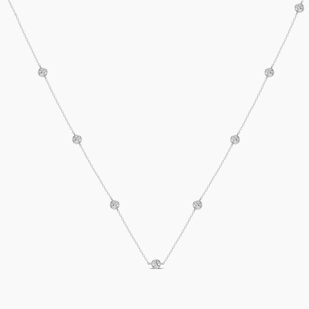 Classic 1.63 Ctw Diamond Station Necklace with 8 Stones