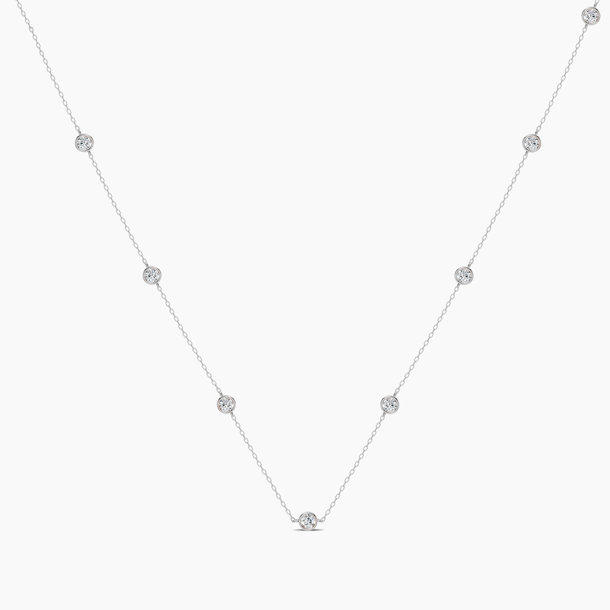 Classic 1.63 Ctw Diamond Station Necklace with 8 Stones