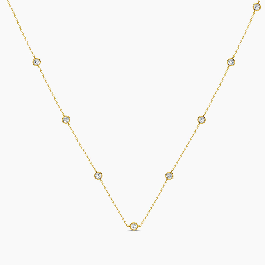 Classic 1.63 Ctw Diamond Station Necklace with 8 Stones