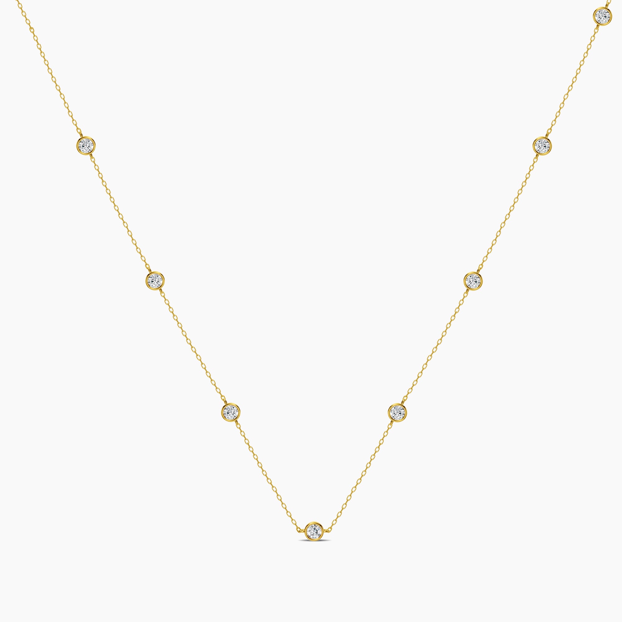 Classic 1.63 Ctw Diamond Station Necklace with 8 Stones